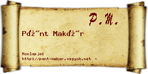 Pánt Makár névjegykártya